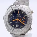 Heuer Calculator Caliber 12 from 1973 blue dial / unpolished
