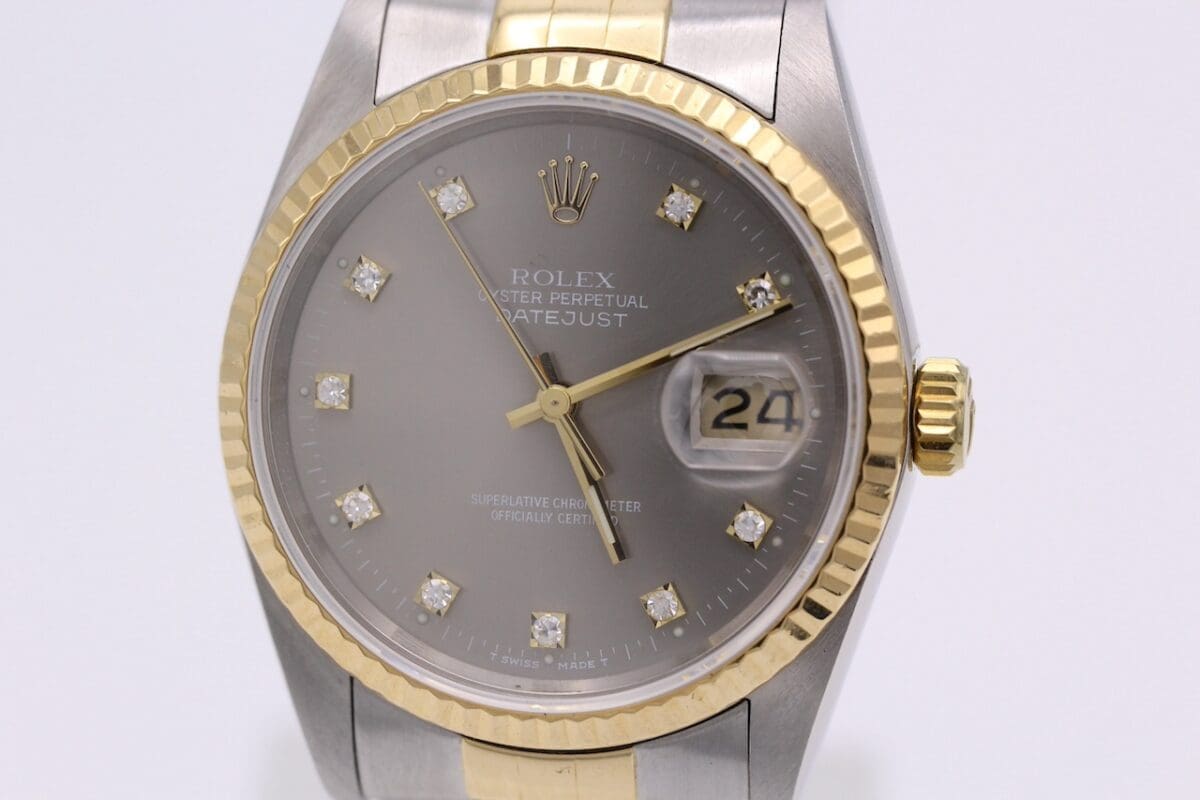 Rolex Datejust Ref.: 16233 - 1989 - Grey Diamond Dial - Full Set -